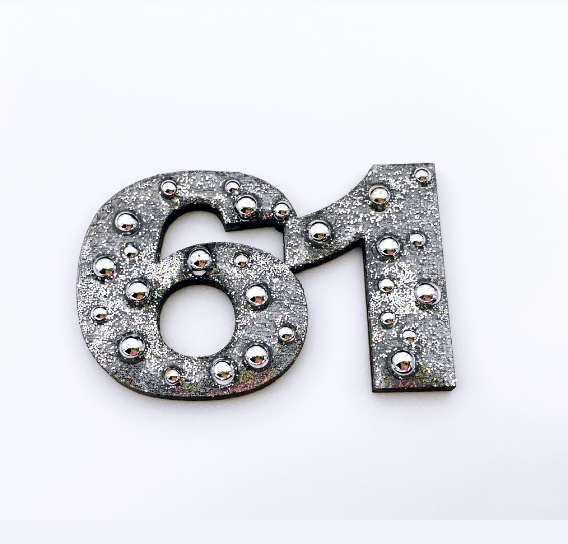 Silver Number Brooch