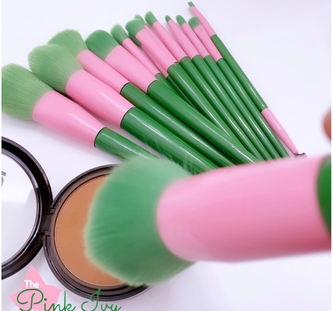 AKA inspired pink and green makeup brush set