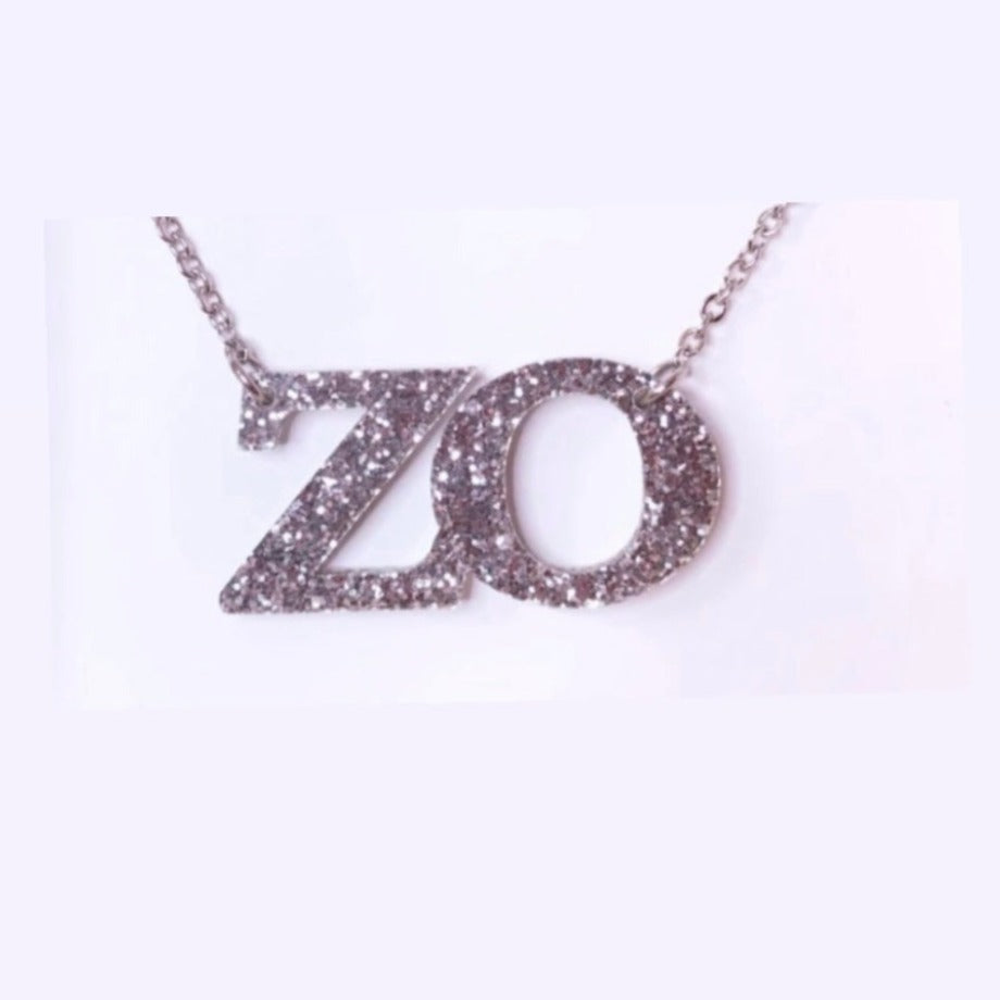 Stainless steel glitter shimmer Chapter Necklace Stainless Steel for Sorority members.