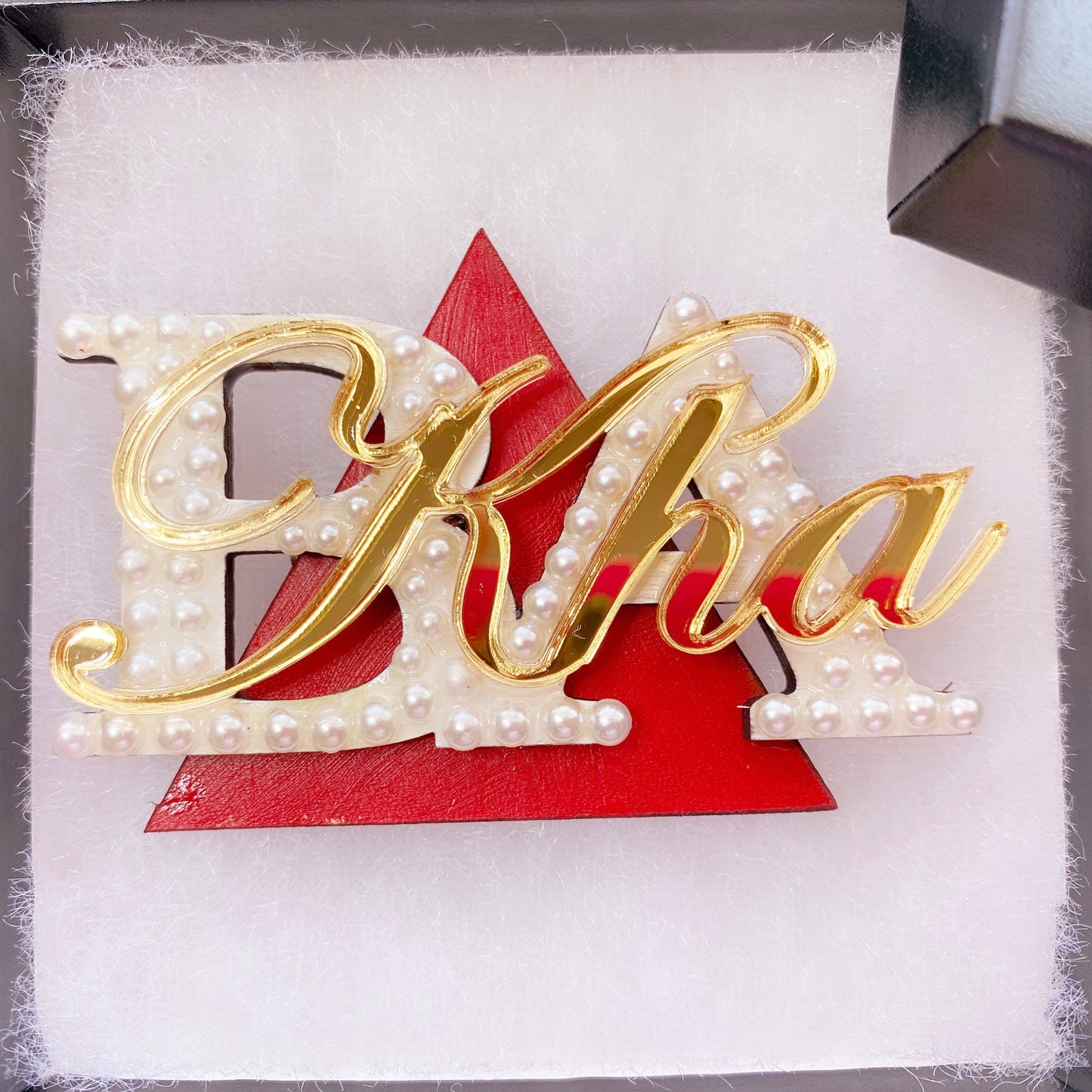 Personalized Delta Sigma Theta crimson and pearls sorority chapter pin