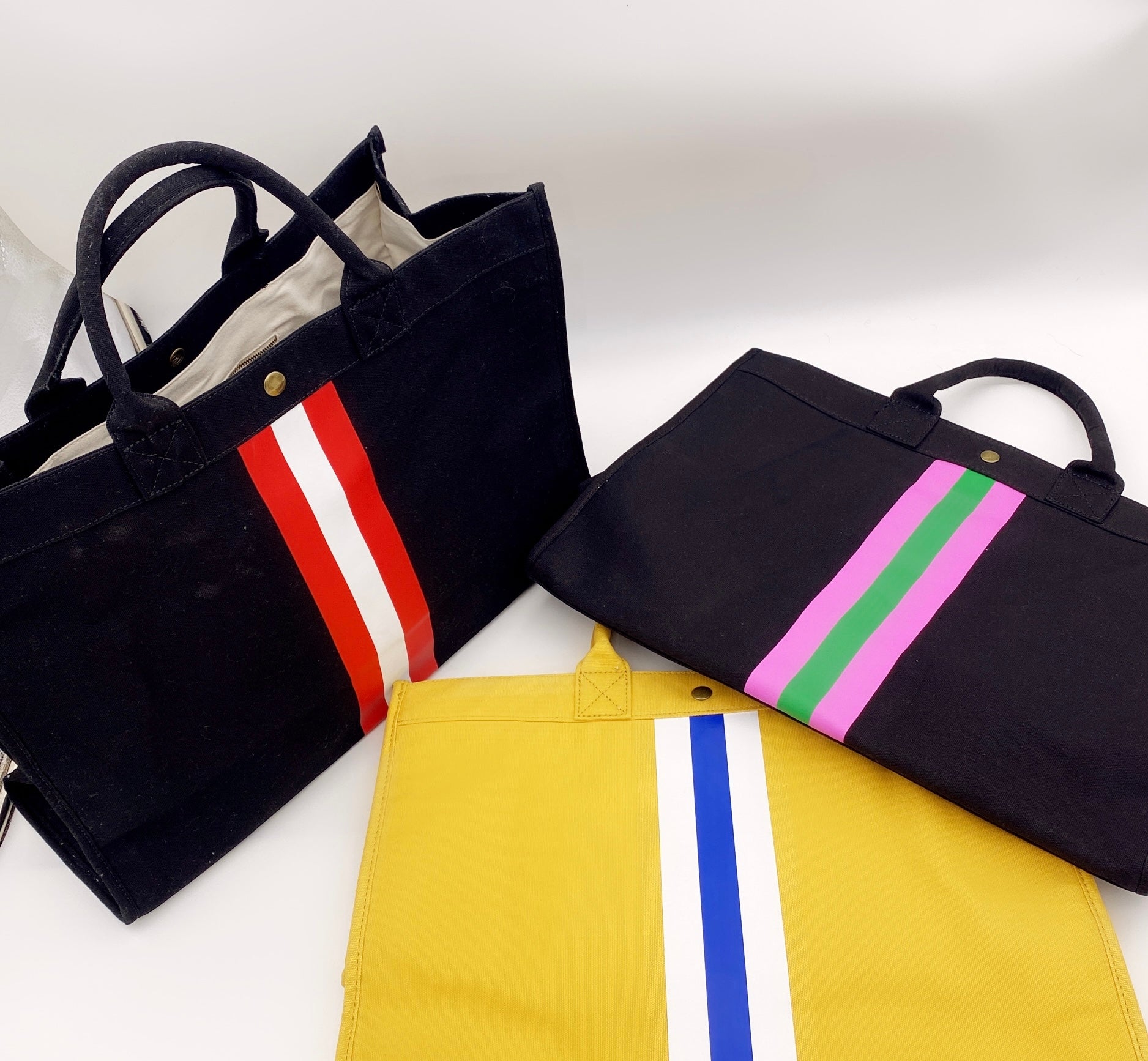Color Striped Patch Canvas Tote Bag - AnnaKastle