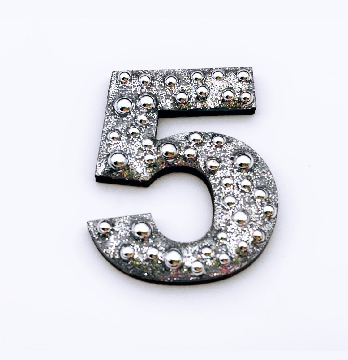 Silver Number Brooch