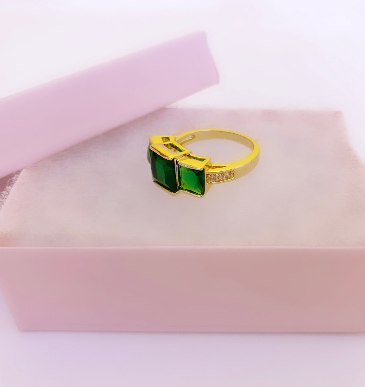 Beautiful Alpha Kappa Alpha inspired green crystal ring made to order